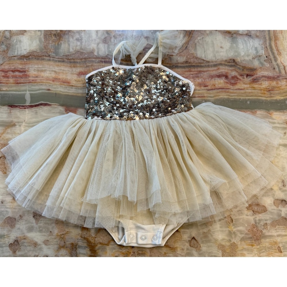 Tulle Sequin Baby Dress - Champagne